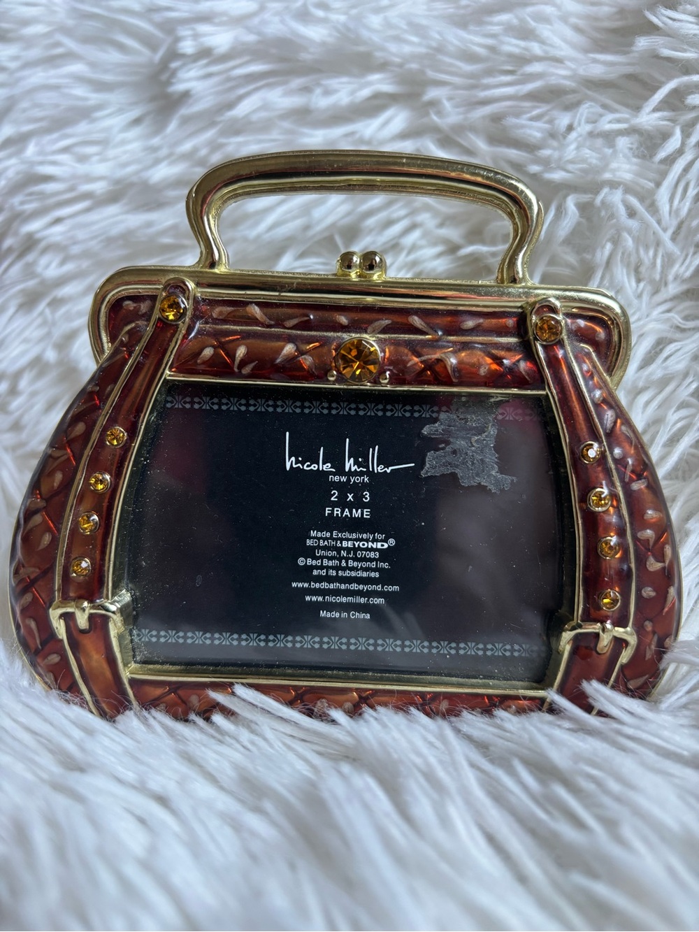 Nicole Miller Brown and Gold Handbag Photo Frame 2 inch by 3 inch